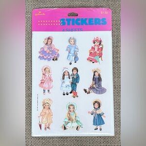 Vintage Hallmark Victorian Dolls Stickers New Old Stock 4 Sheets Junk Journaling